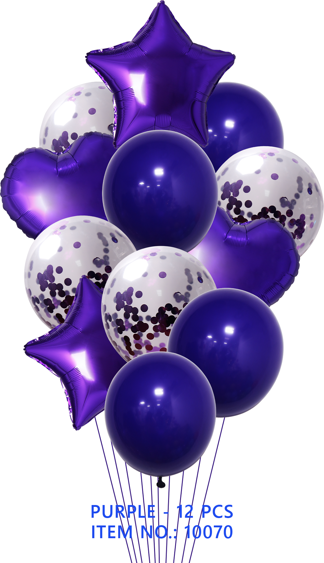 BQT PURPLE  FOIL & LATEX/PURPLE CONFETTI 12PCS/SET