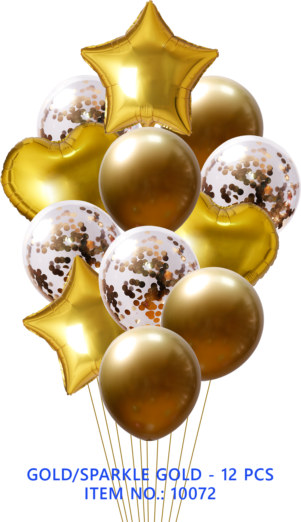 BQT GOLD  FOIL & SPARKLE GOLD  LATEX/GOLD CONFETTI 12PCS/SET