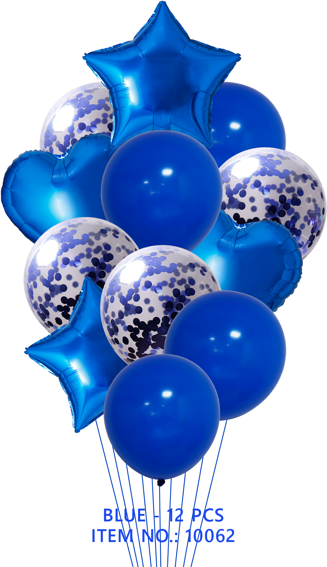 BQT BLUE  FOIL & LATEX/BLUE CONFETTI 12PCS/SET