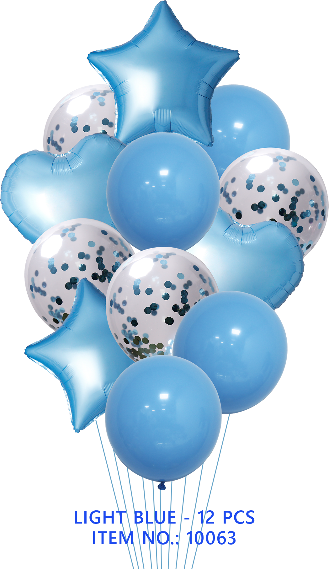 BQT LIGHT BLUE  FOIL & LATEX/LIGHT BLUE CONFETTI 12PCS/SET