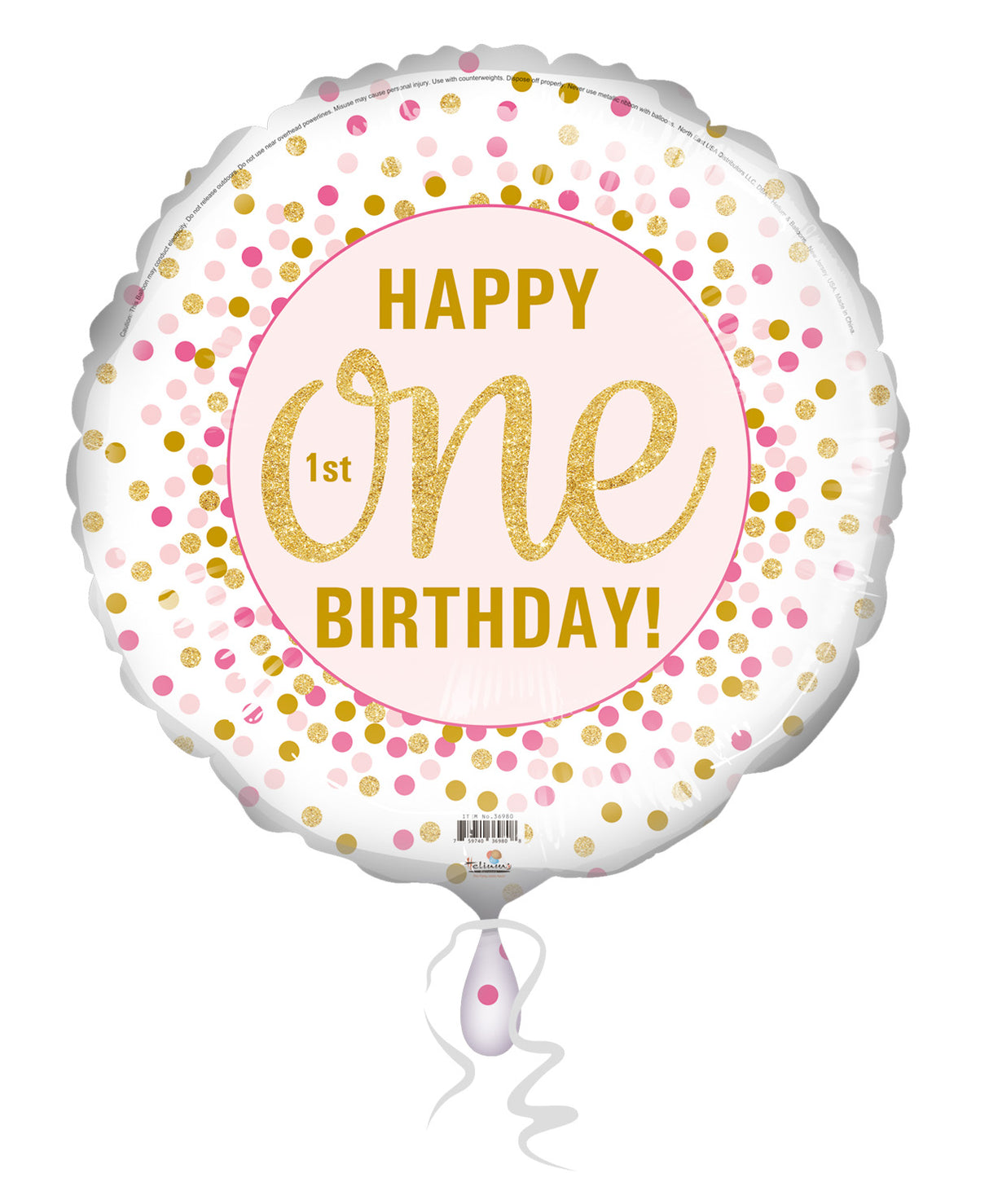 18C PINK & GOLD DOTS 1ST BIRTHDAY
