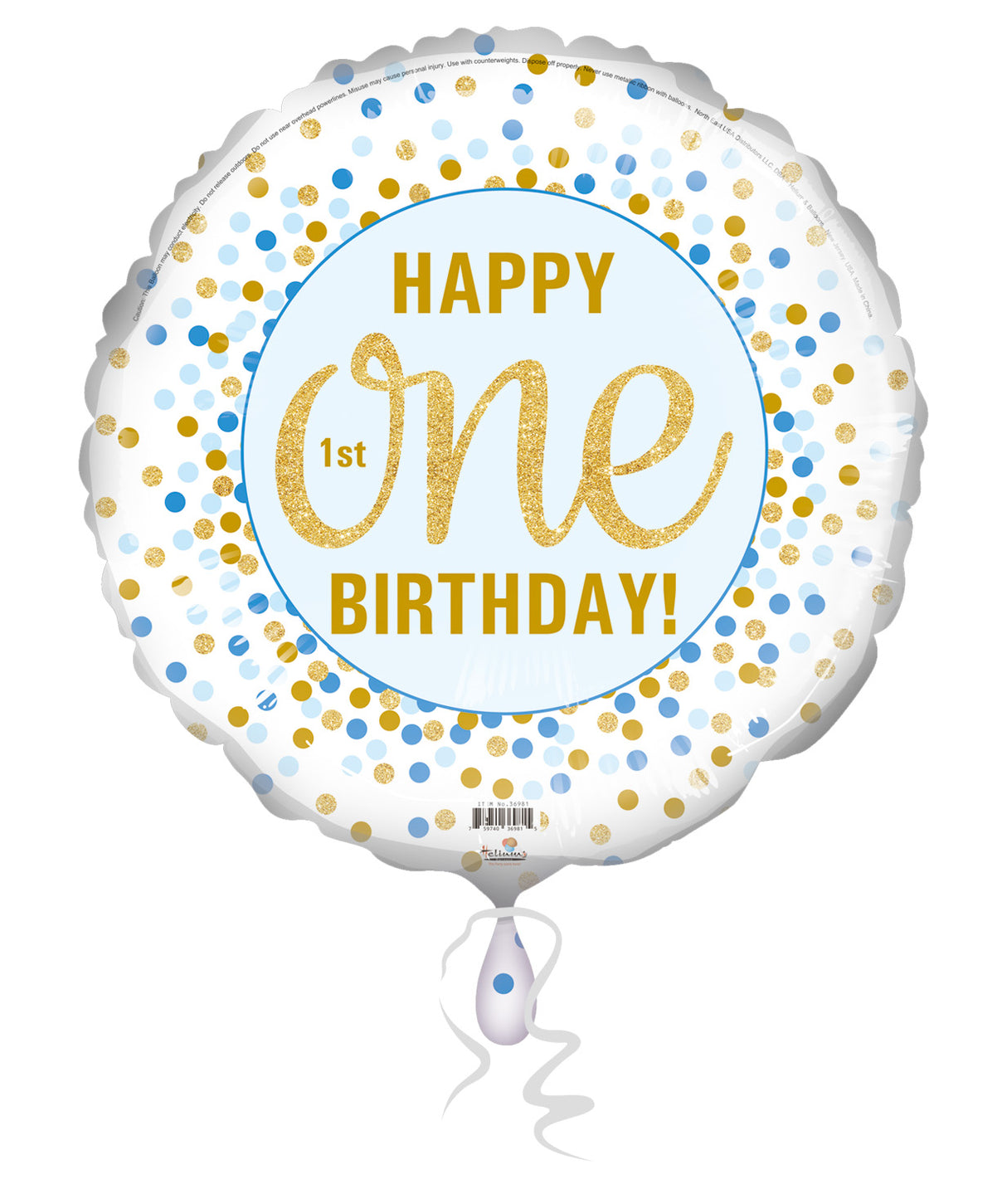 18C BLUE & GOLD DOTS 1ST BIRTHDAY