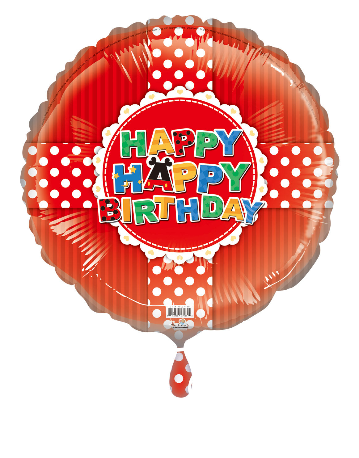 18C HAPPY HAPPY BIRTHDAY! RED POLKA DOTS