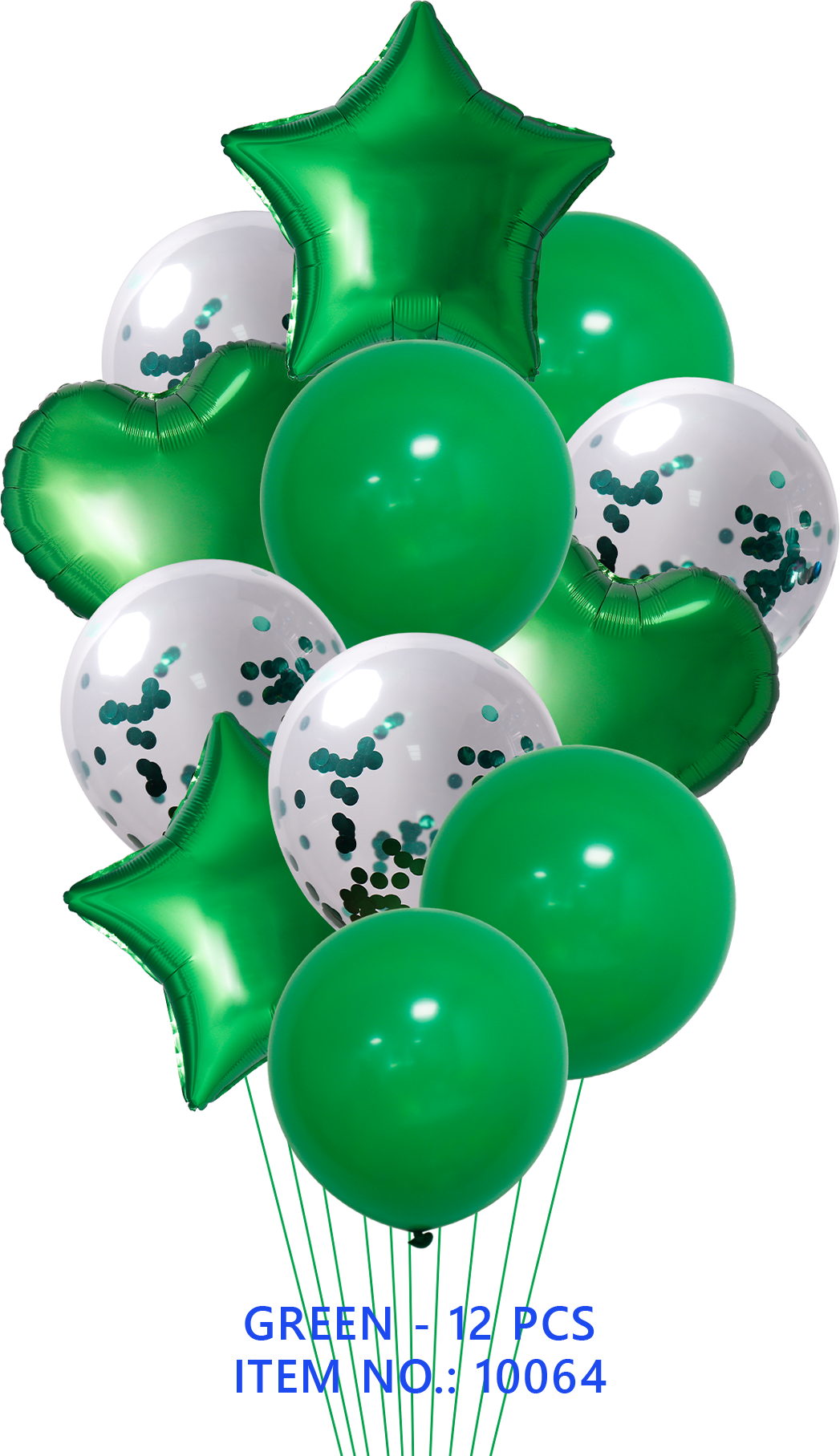 BQT GREEN  FOIL & LATEX/GREEN CONFETTI 12PCS/SET