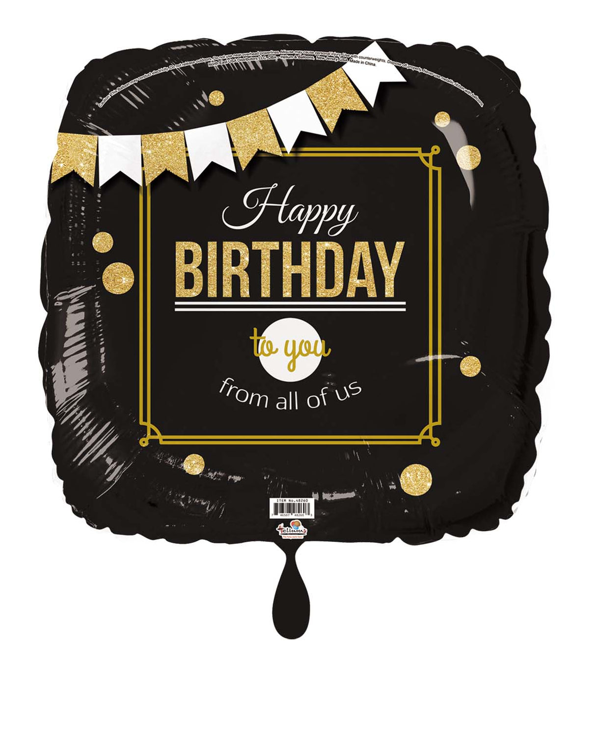 18SQ HAPPY BIRTHDAY TO YOU SQUARE  BLACK GOLD BANNER