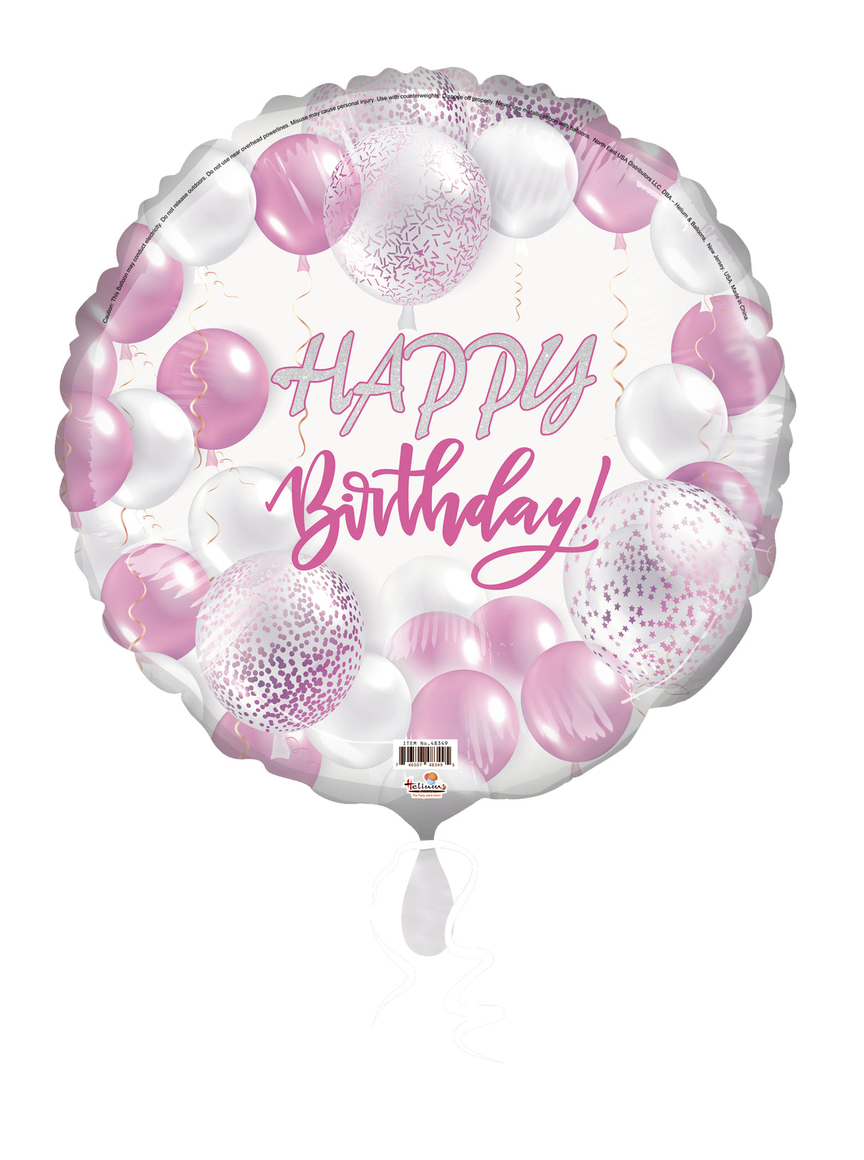 31C HAPPY BIRTHDAY PEARLIZED PINK WHITE FANCY BALLOONS