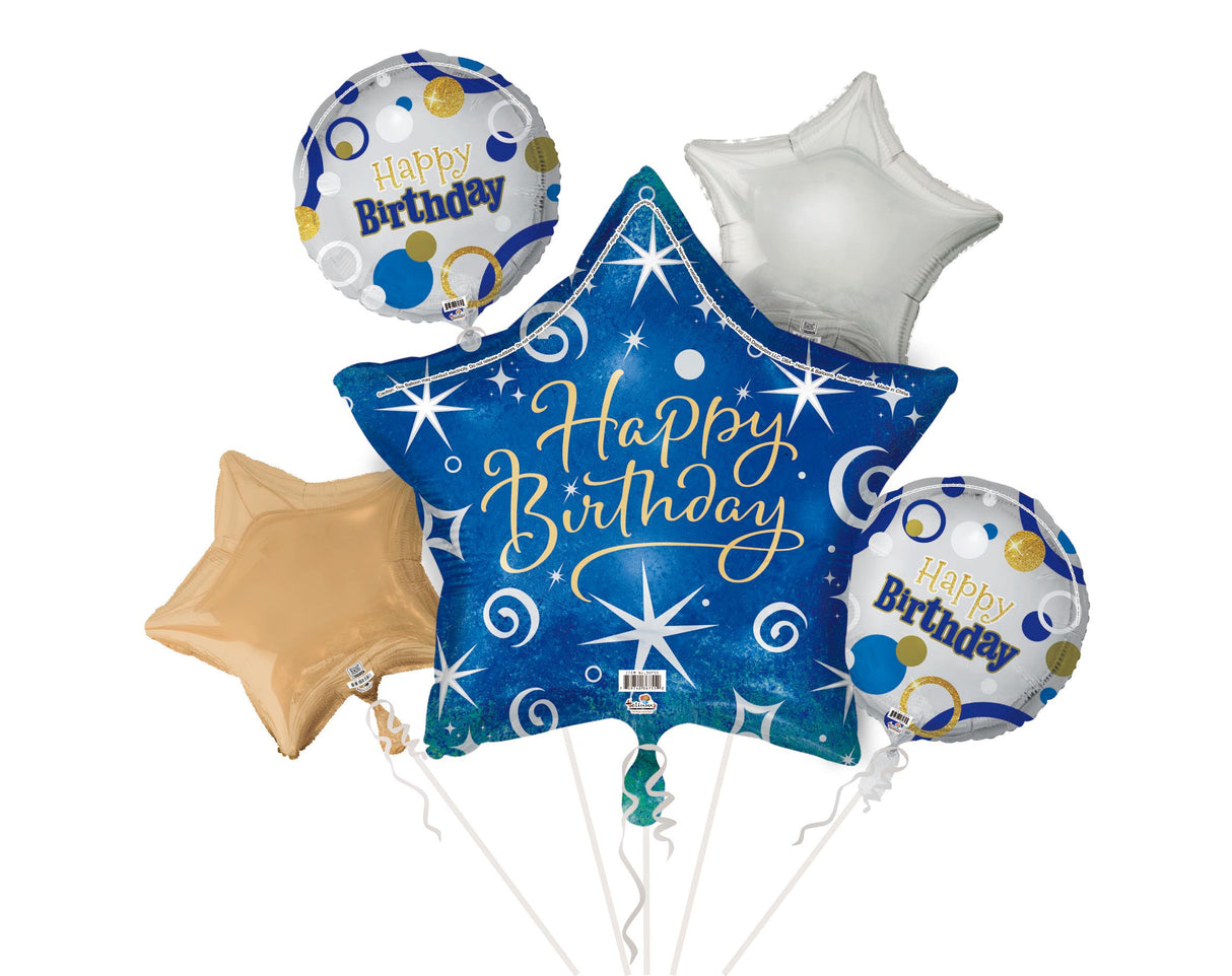 BQT HAPPY BIRTHDAY BLUE STAR-5PCS
