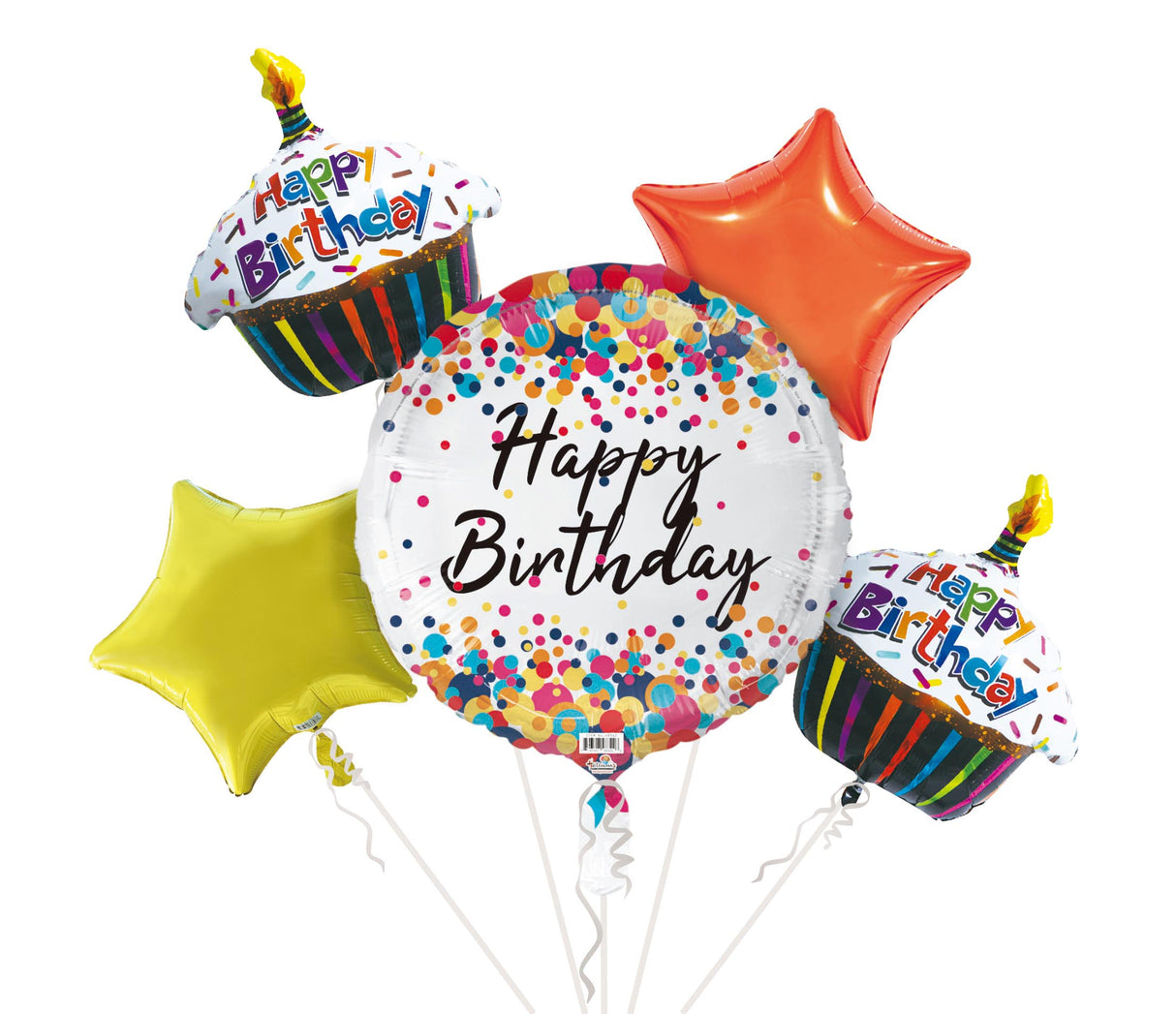 BQT HAPPY BIRTHDAY MULTICOLOR DOTS ROUND - 5PCS