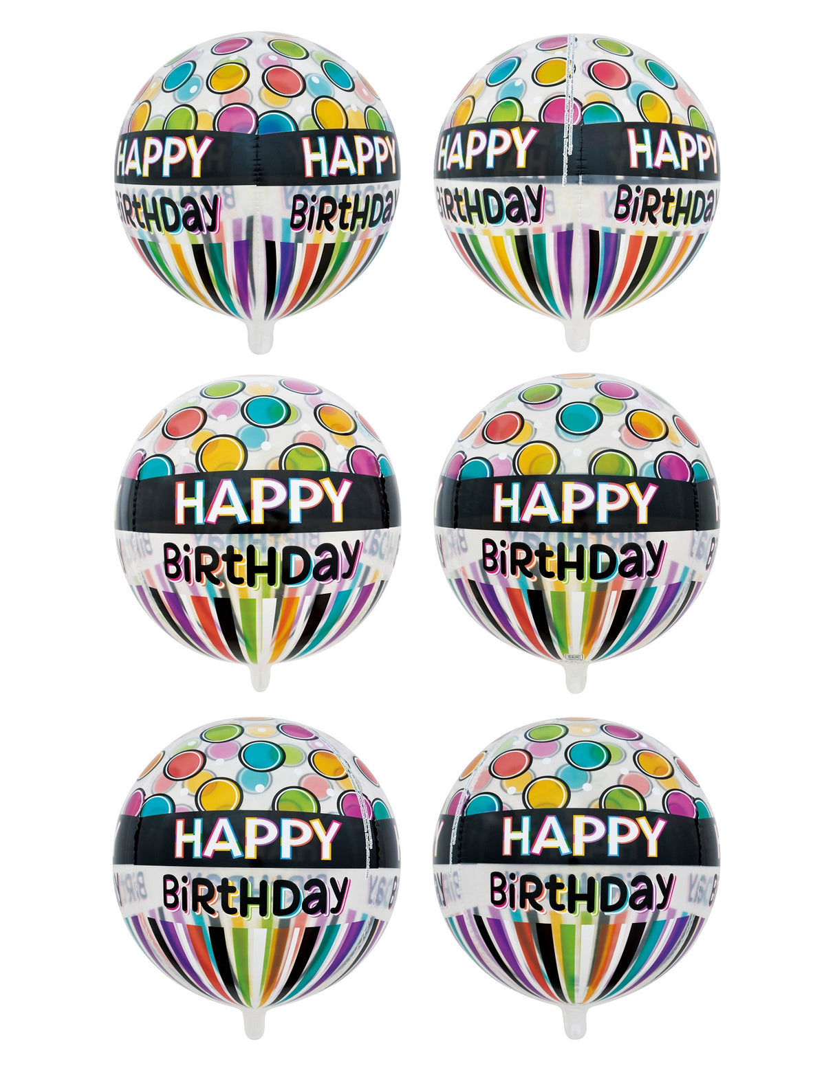 16O ORB HAPPY BIRTHDAY DOTS & STRIPES CLEAR