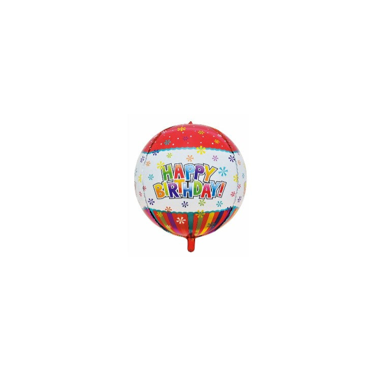 16O ORB HAPPY BIRTHDAY RED TOP & COLORFUL STRIPES - 1 per Pack