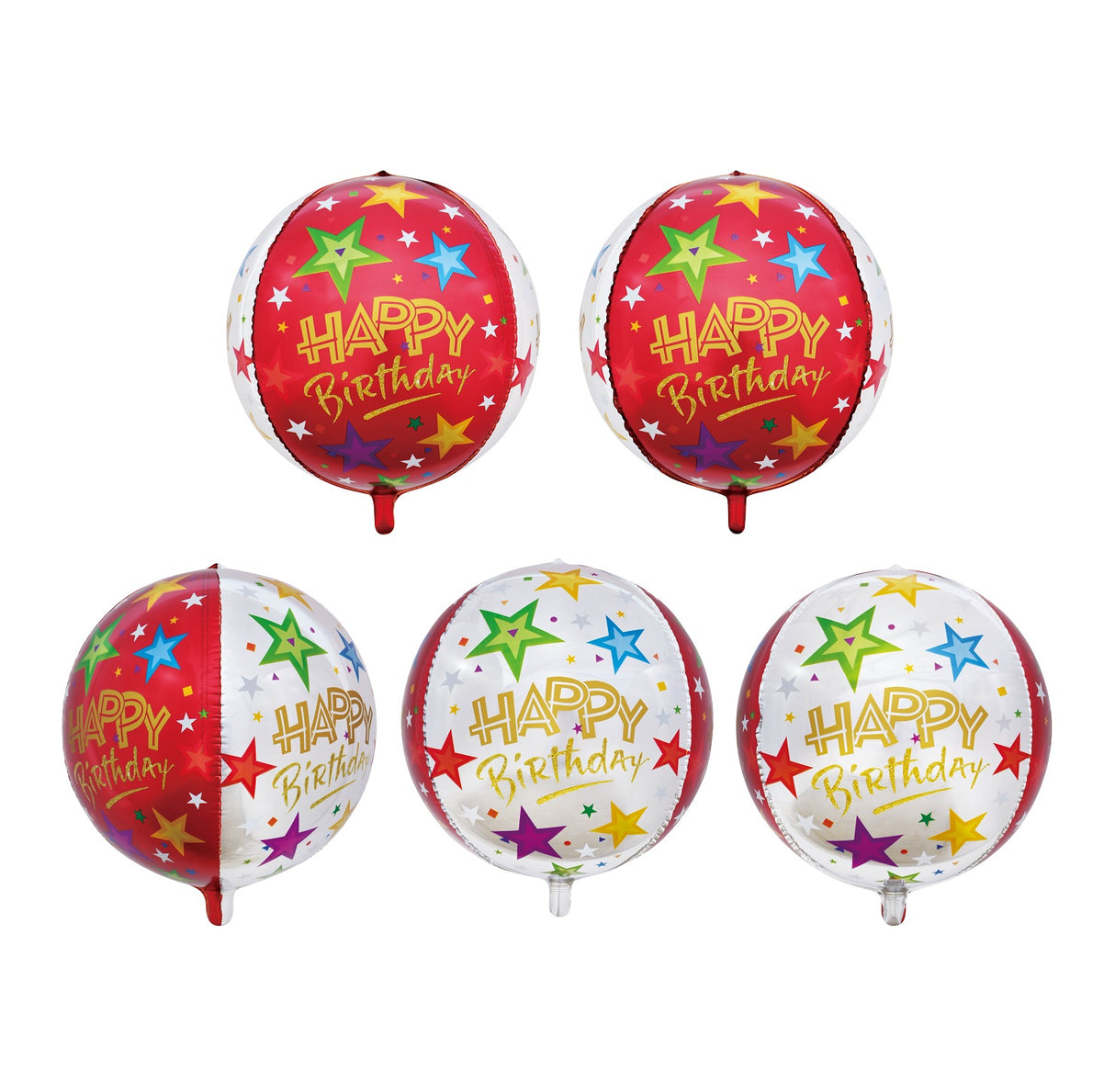 16O ORB HAPPY BIRTHDAY STARS RED & SILVER