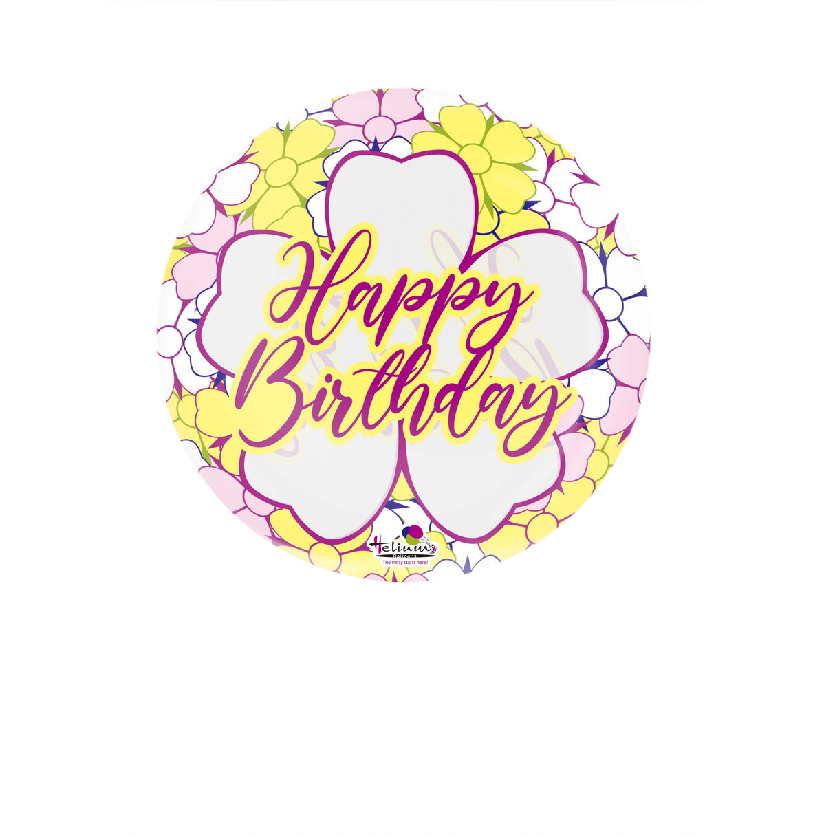 20" BUBBLZ HAPPY BIRTHDAY FLORAL PRINT