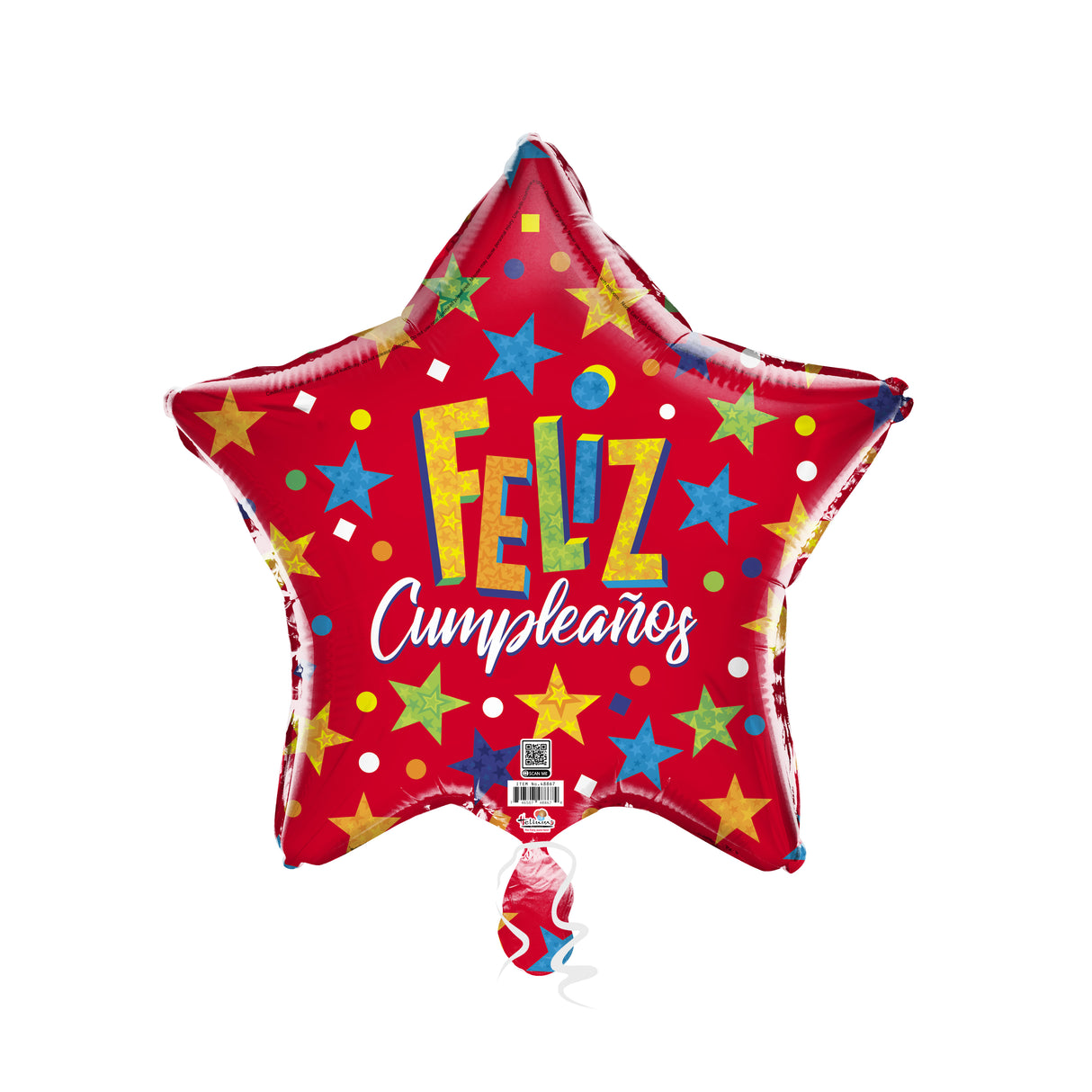 19S FELIZ CUMPLEANOS RED W/COLORFUL STARS