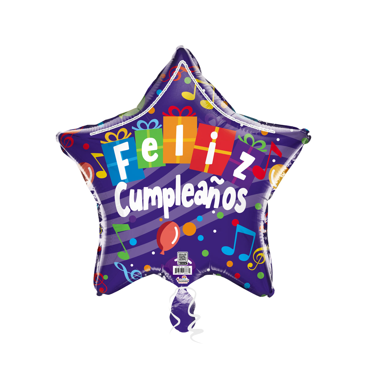 19S FELIZ CUMPLEANOS PURPLE GIFT BOXES MUSIC NOTES