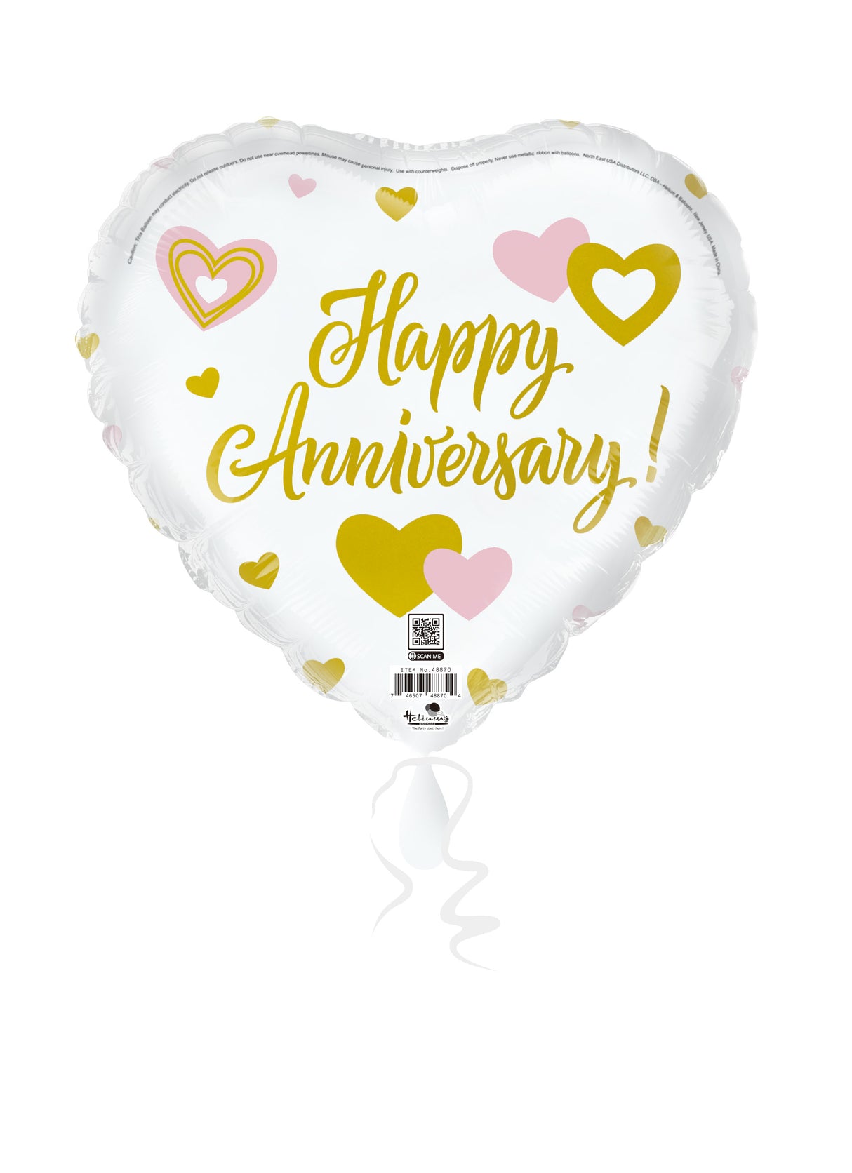 18H HAPPY ANNIVERSARY GOLD & PINK HEARTS