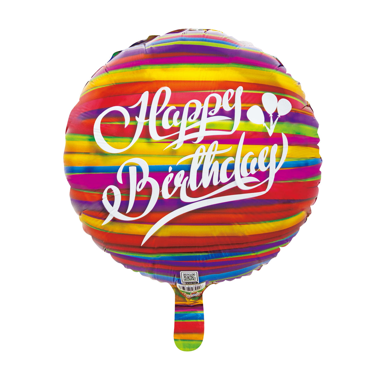18C HAPPY BIRTHDAY WHITE SCRIPT COLORFUL STRIPES