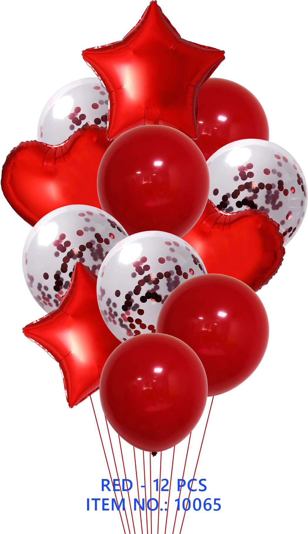 BQT RED  FOIL & LATEX/RED CONFETTI 12PCS/SET