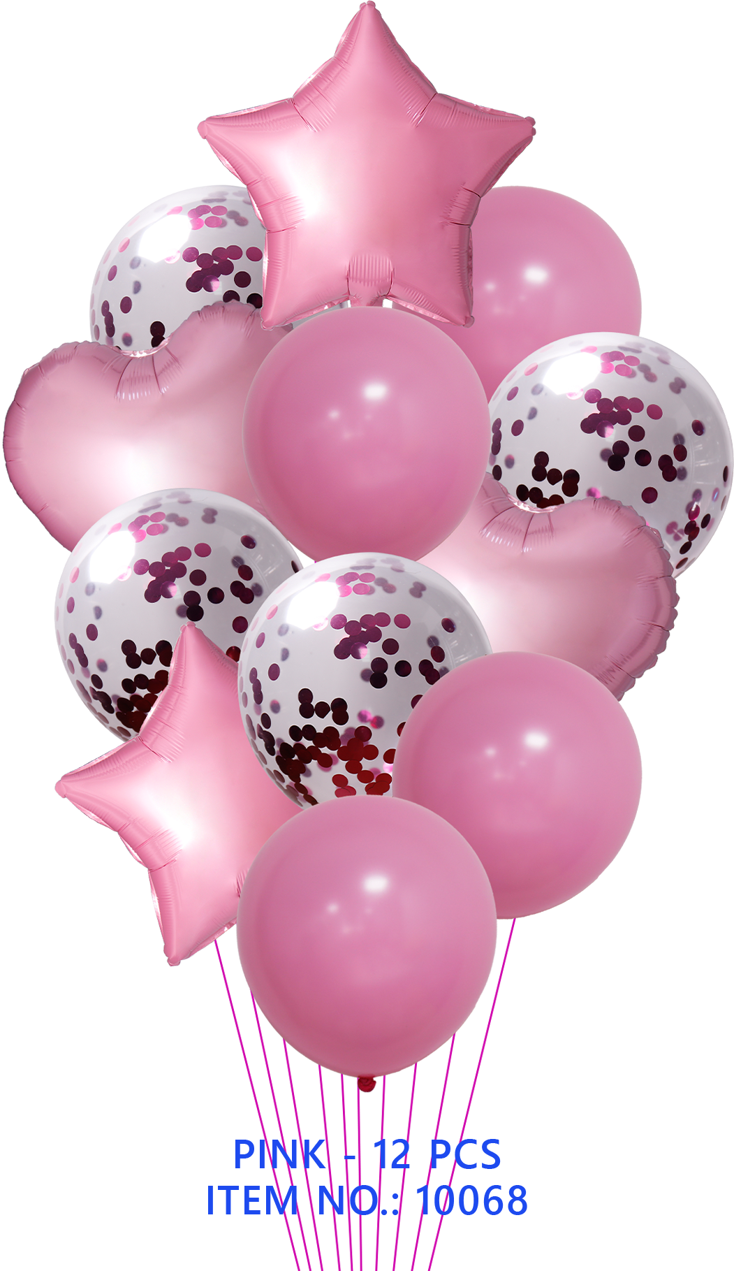 BQT LIGHT PINK FOIL & LATEX/LIGHT PINK CONFETTI 12PCS/SET