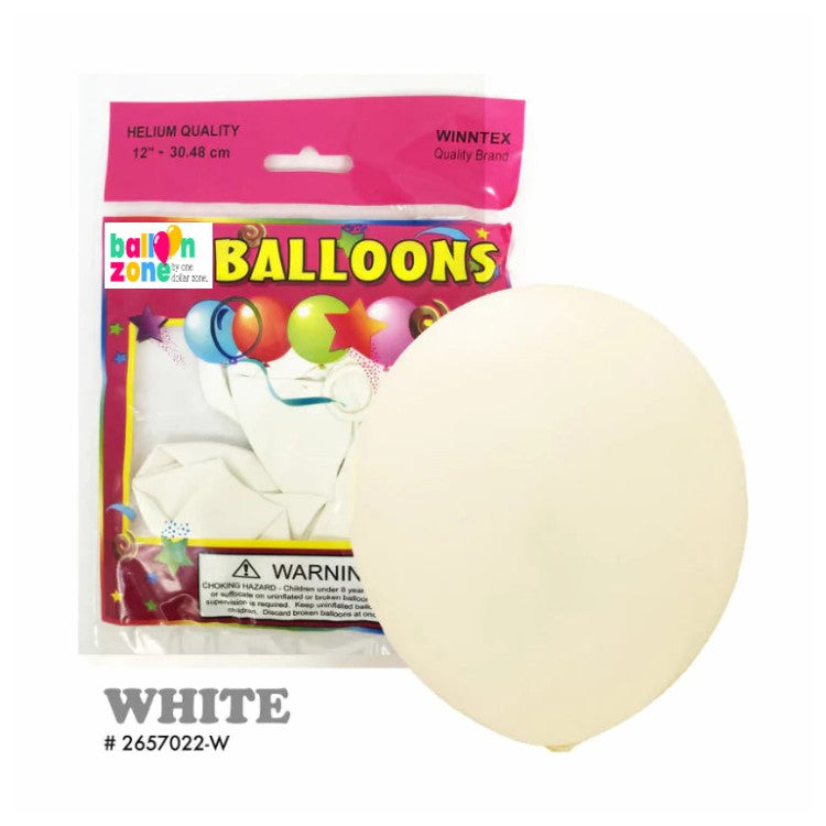 1ct White Latex Balloon - Helium Filled