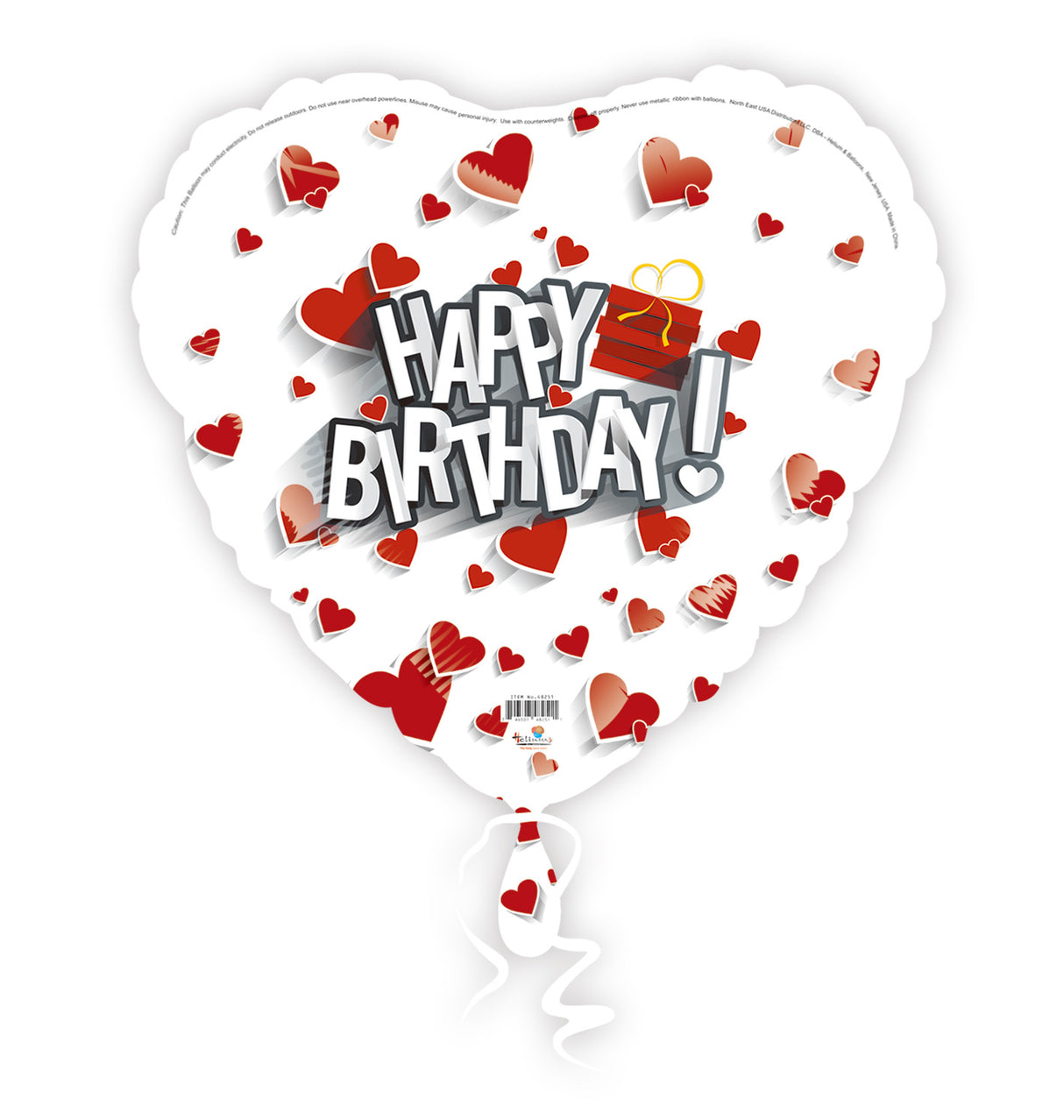 18H HAPPY BIRTHDAY 3-D W/RED HEARTS