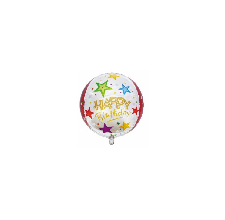 16O ORB HAPPY BIRTHDAY STARS RED & SILVER - 1 per Pack